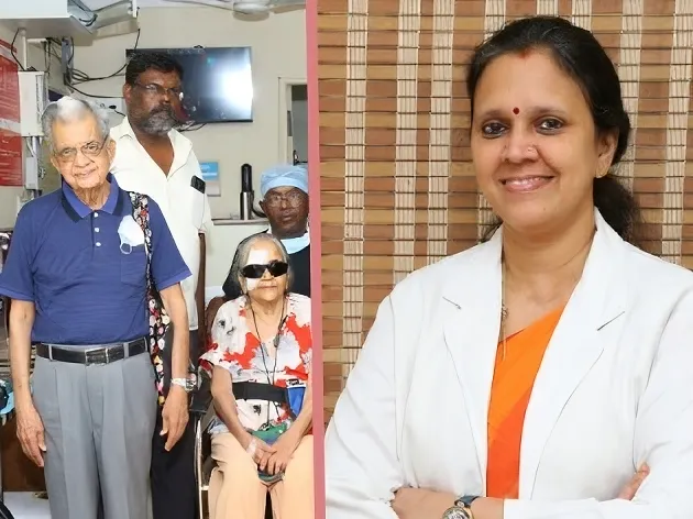 Patients and a doctor at Rajan Eye Care